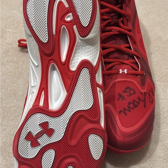 NEW Under Armour Micro G Red Autographed Basketball Shoes